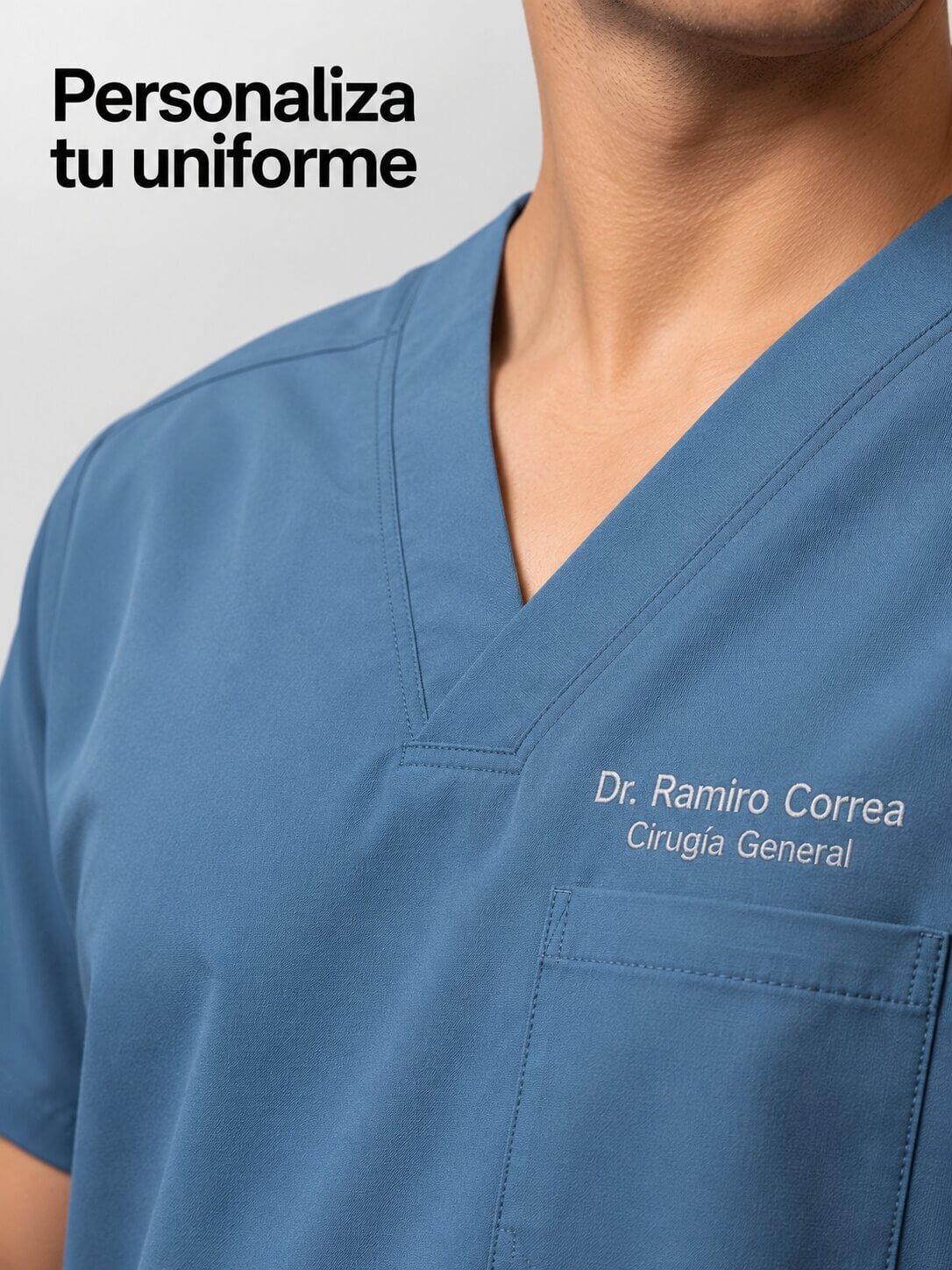 Ejemplo de bordado en uniforme médico para hombre