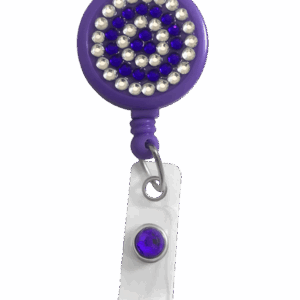 Porta fotocheck purpura con diamantes